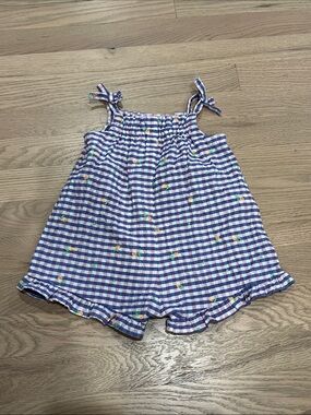 Zara Purple Gingham Pineapple Tie-Shoulder Romper